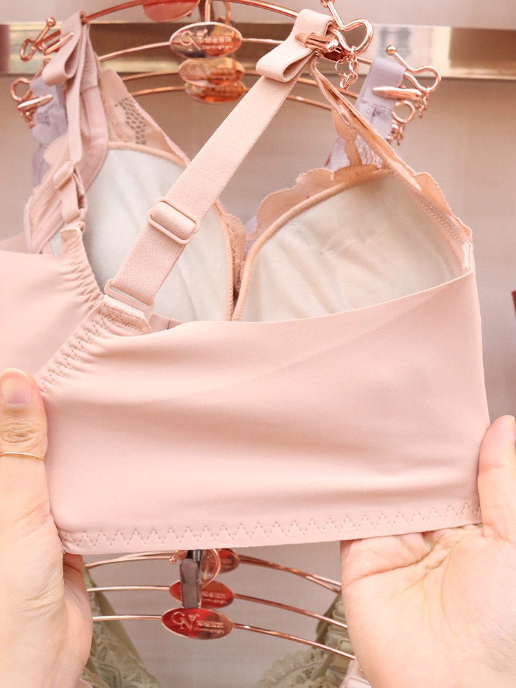 Extra thick 5cm steamed bun cup gathering underwear, small chest special bra, non-magnetic, non-steel ring upper support adjustable bra detail image 3