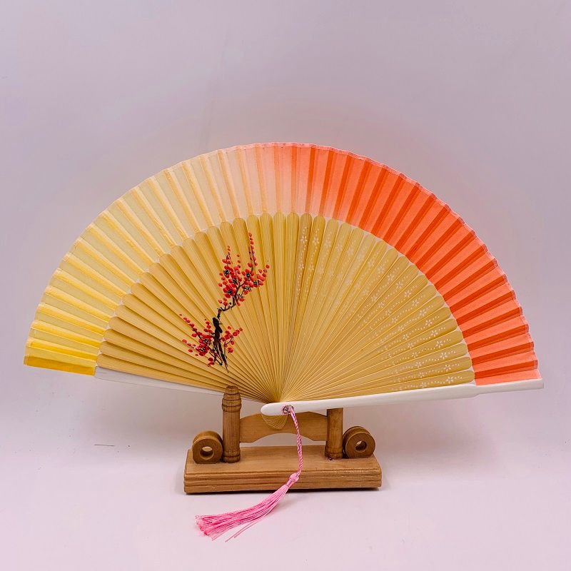 中国风折扇渐变色网红扇竹子折叠扇手工画扇旗袍秀扇子冲花竹扇好开合扇
