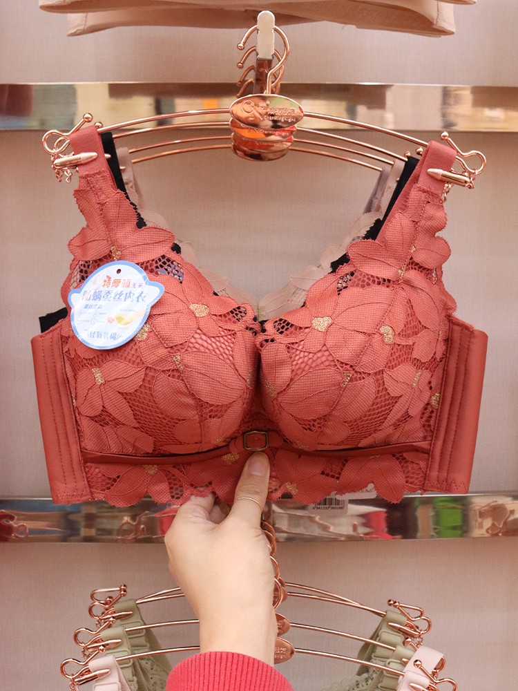 Extra thick 5cm steamed bun cup gathering underwear, small chest special bra, non-magnetic, non-steel ring upper support adjustable bra detail image 9