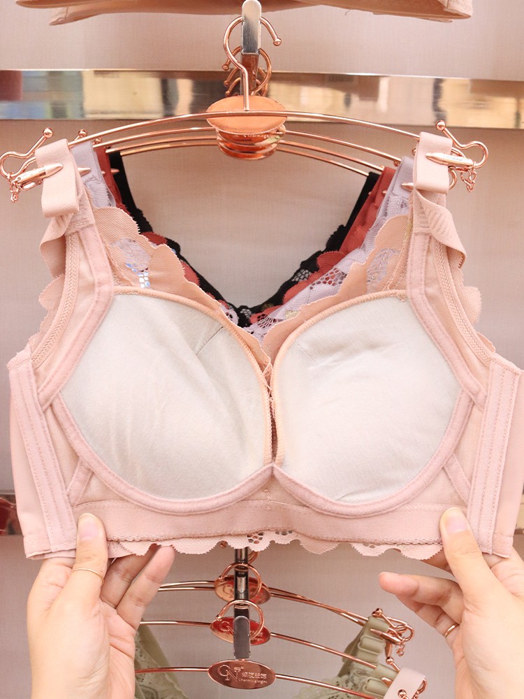 Extra thick 5cm steamed bun cup gathering underwear, small chest special bra, non-magnetic, non-steel ring upper support adjustable bra detail image 5