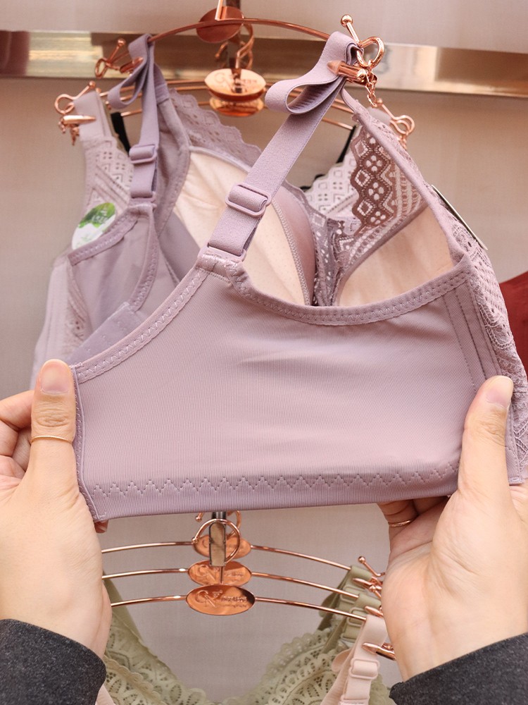 Thin-cup lingerie for women, with a small breast that looks larger and a retractable accessory bra, soft latex cotton breathable bra without underwire detail image 2