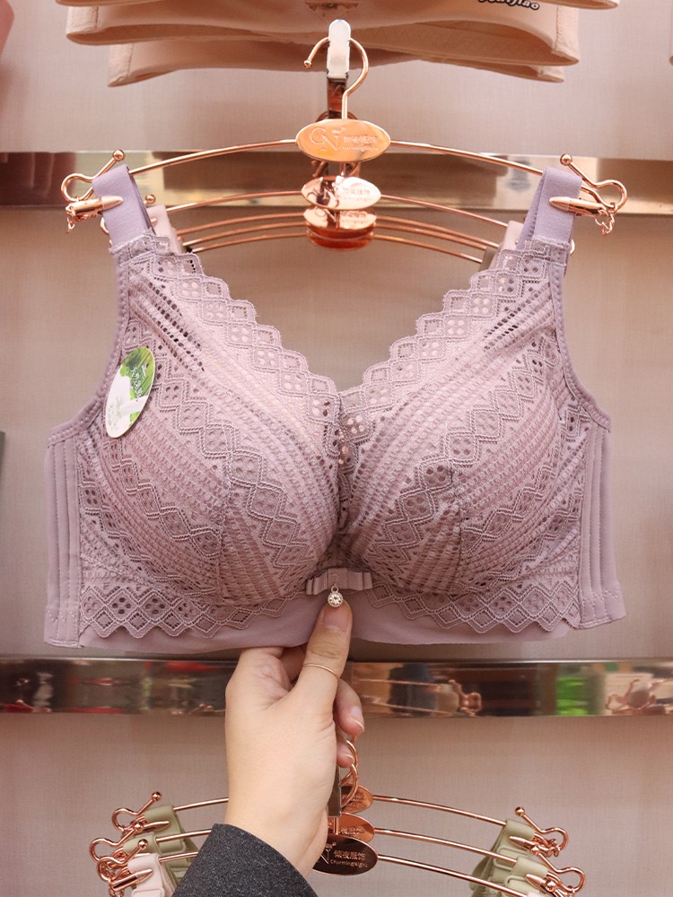 Thin-cup lingerie for women, with a small breast that looks larger and a retractable accessory bra, soft latex cotton breathable bra without underwire detail image 9