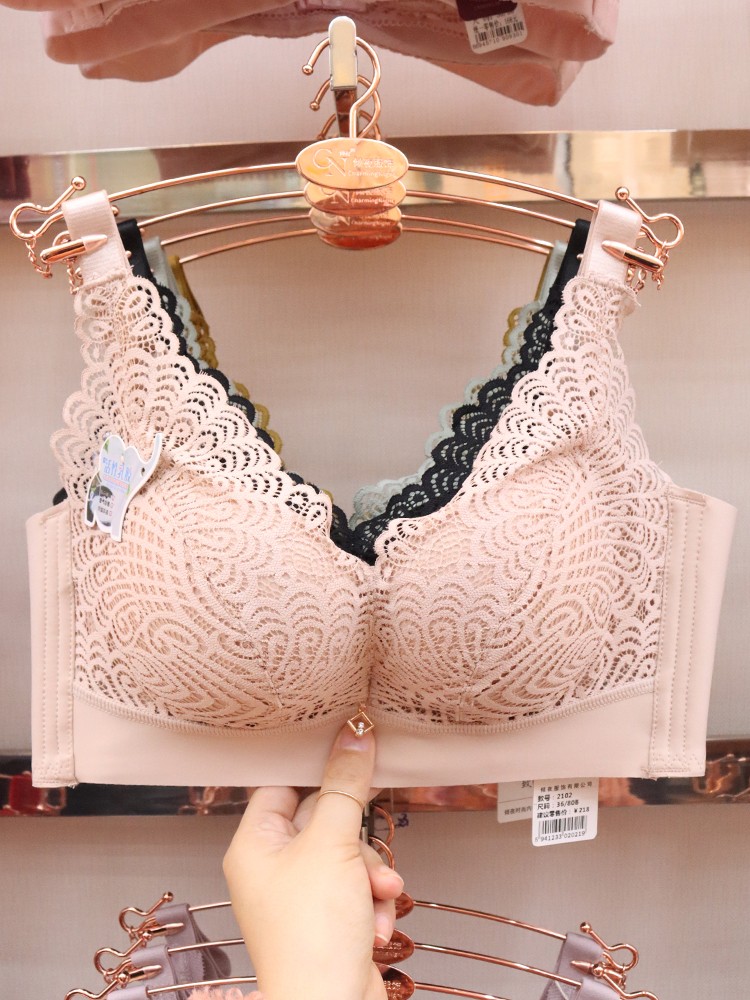 Thai natural latex bras for women, small breasts, breast retraction, anti-sagging, non-magnetic, no steel rings, thin top and thick bottom detail image 6