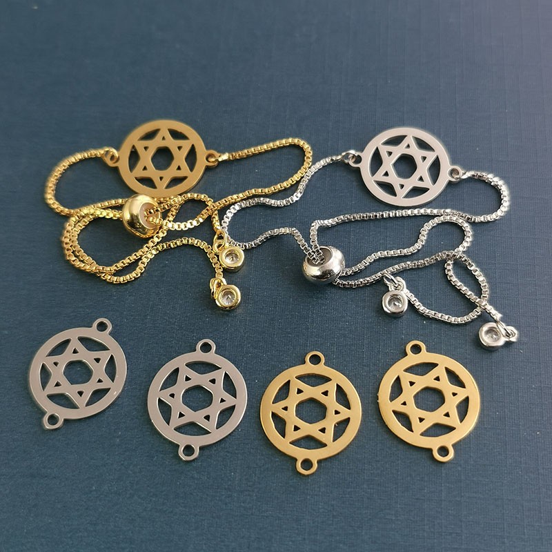 New accessories: Amazon European and American men's accessories, personalized hip-hop titanium steel bracelet pendant, hexagonal star pendant customization detail image 6