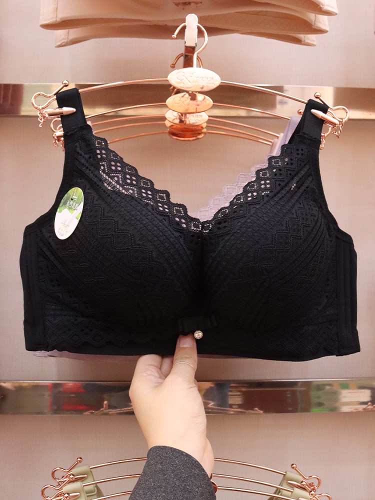 Thin-cup lingerie for women, with a small breast that looks larger and a retractable accessory bra, soft latex cotton breathable bra without underwire detail image 4