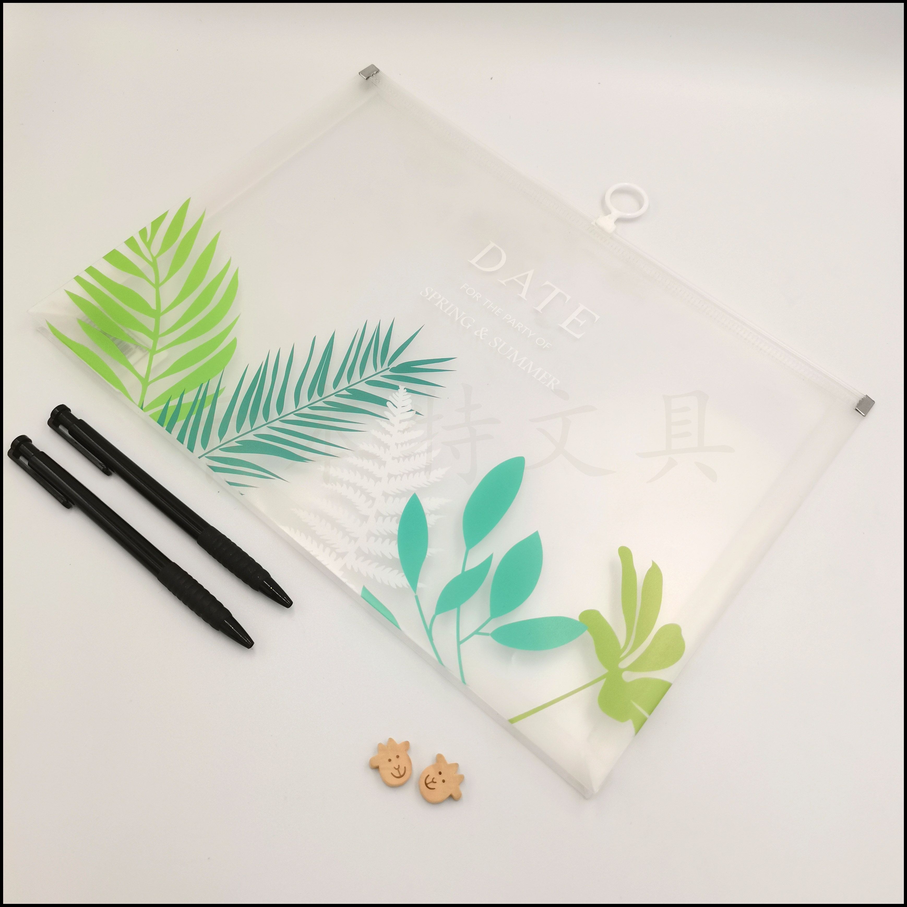 Nordic wind transparent zipper bag A5 printed information bag student stationery bag factory direct office file bag full figure