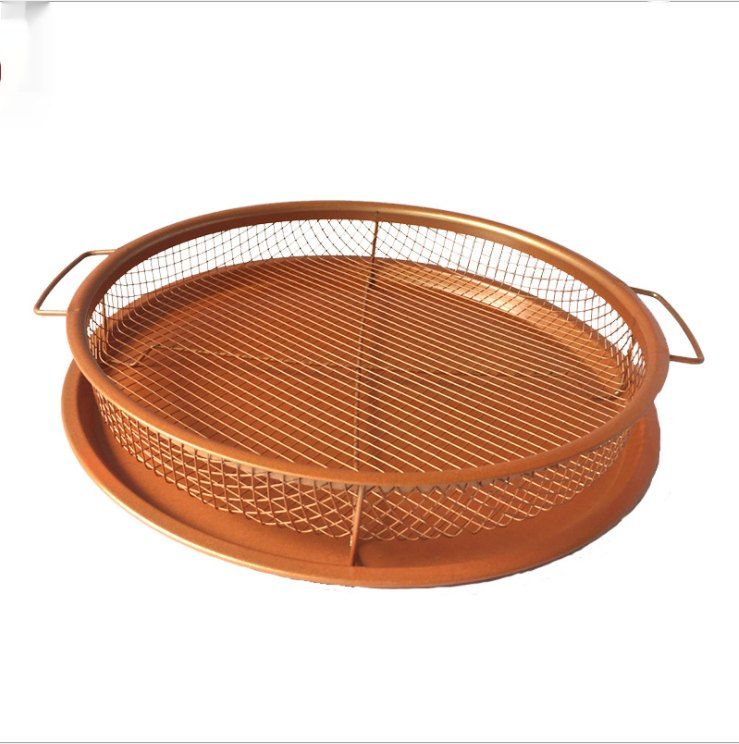 Zao Fu round oil-free baking tray with a golden 0.4mm carbon steel high-quality non-stick coating