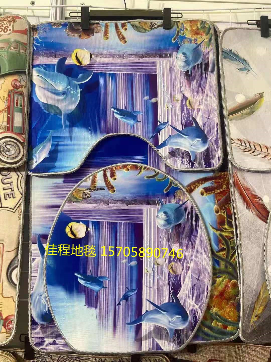 3D高清水晶绒印花马桶组合垫马桶3件套组合垫马桶脚垫马桶地垫详情图8