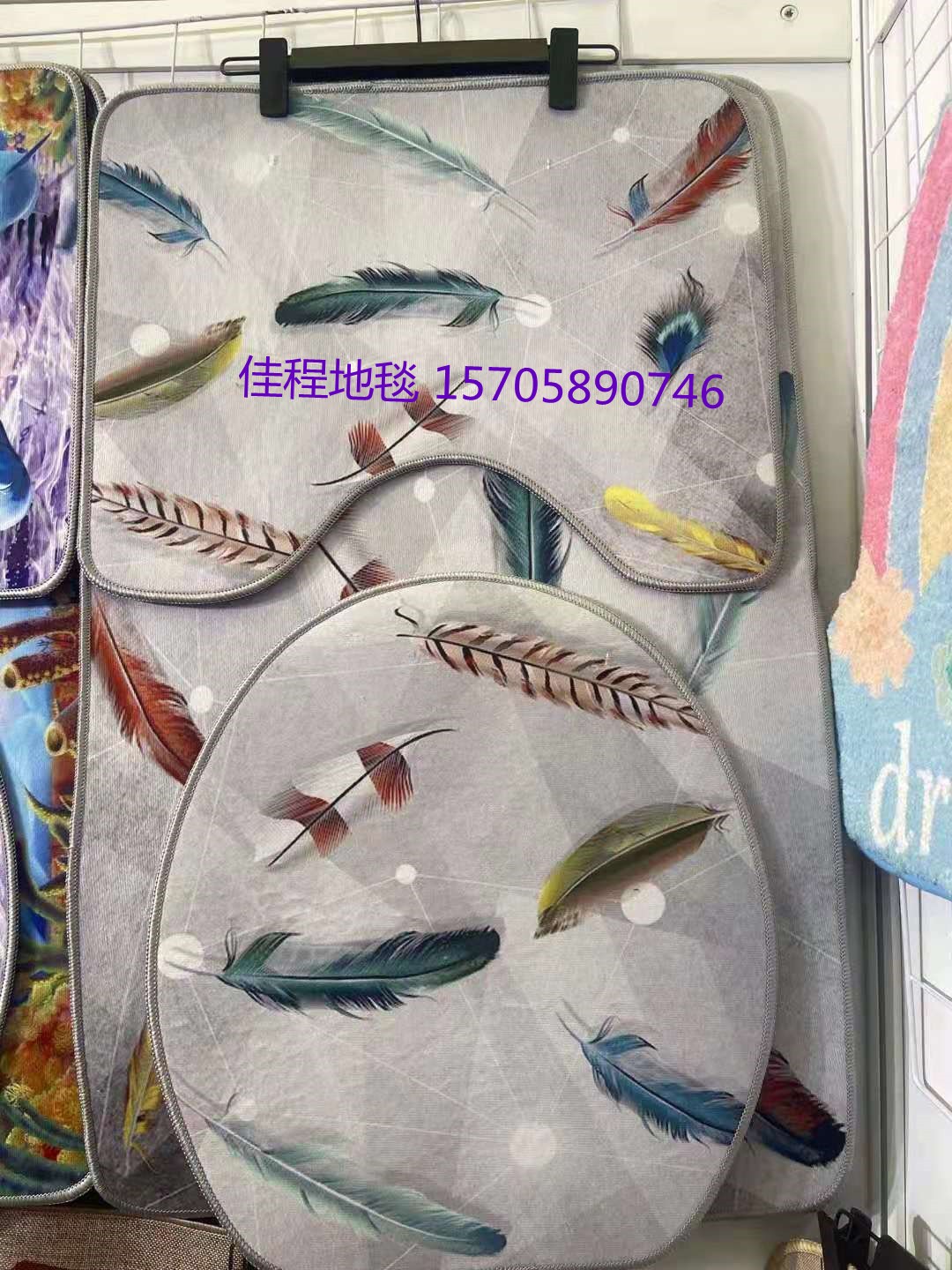 3D高清水晶绒印花马桶组合垫马桶3件套组合垫马桶脚垫马桶地垫详情图5