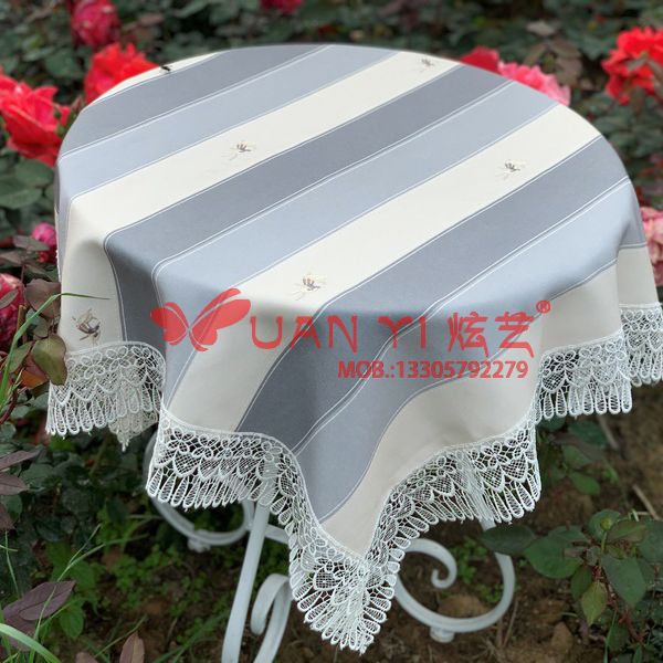 炫艺棉麻浅绿色格子防水布艺桌布简约 餐桌书桌ins学生幼儿园 