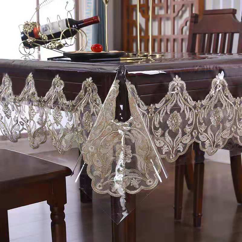 蕾丝PVC桌布防水防油免洗台布茶几桌垫现代简约家用唯美花边盖布 图