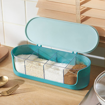 H01-138调料盒套装家用厨房用品盐糖味精四格收纳一体多格调料盒