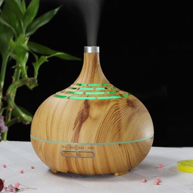镂空 跨境 中东香薰机400ml加湿器香薰加湿器创意遥控 木纹香薰灯