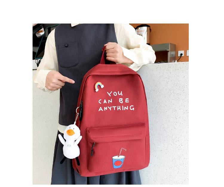 New large-capacity backpack, a casual and fashionable five-piece set detail image 2