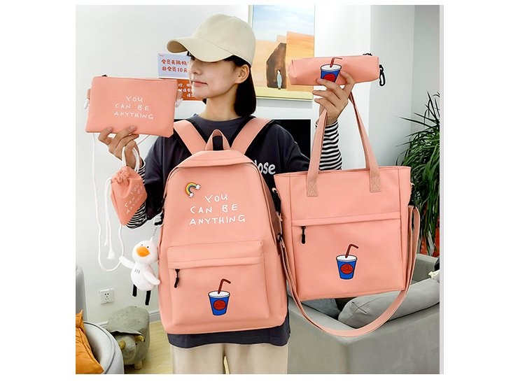 New large-capacity backpack, a casual and fashionable five-piece set detail image 5