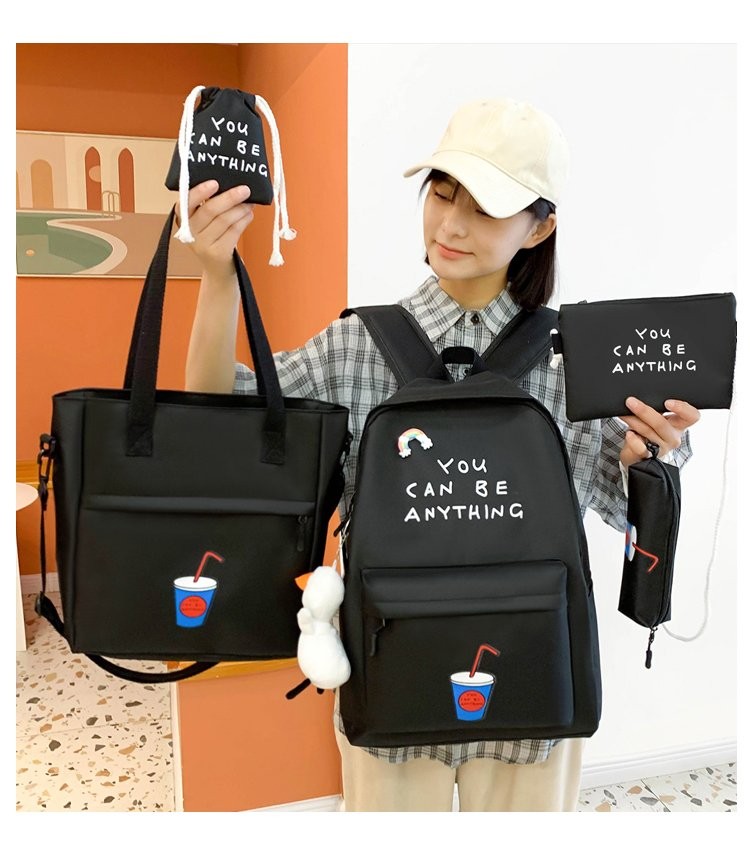 New large-capacity backpack, a casual and fashionable five-piece set detail image 6