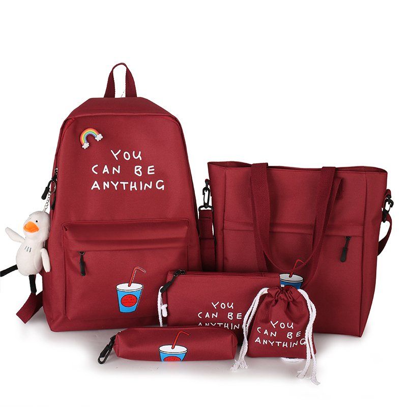 New large-capacity backpack, a casual and fashionable five-piece set Specification image