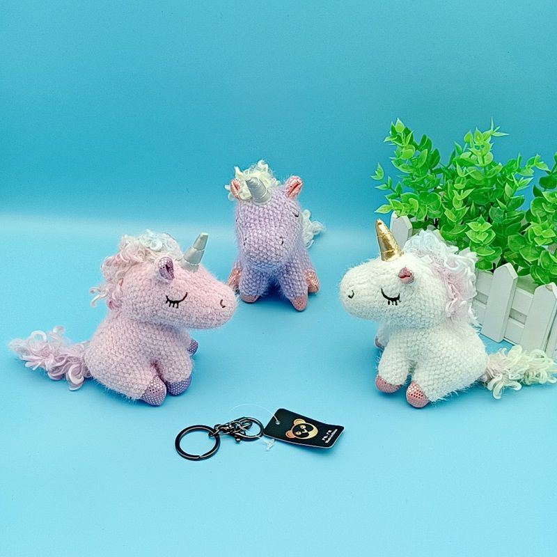Cute cute red unicorn pendant plush doll doll mini pony keychain bag pendant