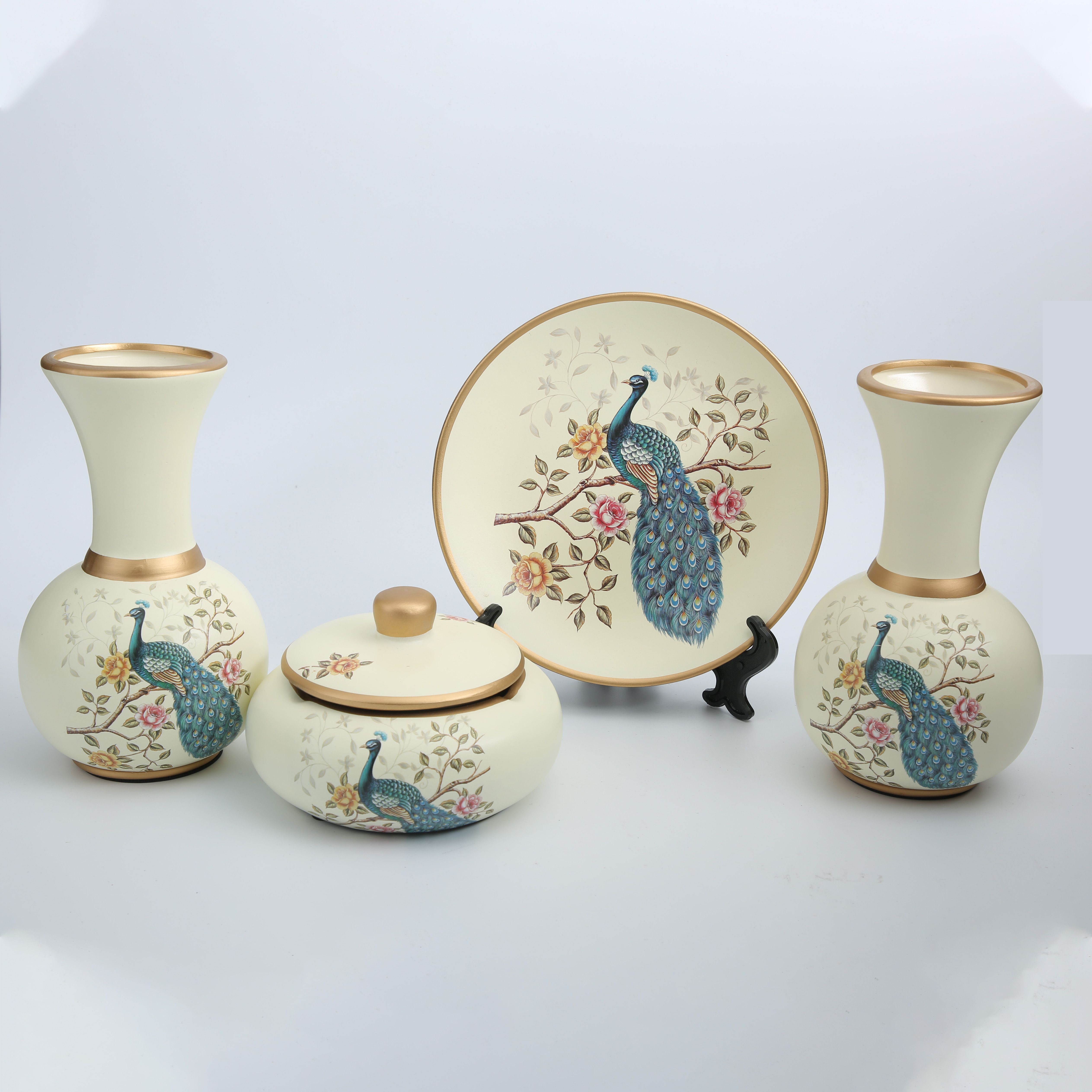 China Yiwu Commodities City Ceramic Craftsmanship Four Piece Vase Hotel Home Furnishing Mystic Flower Arrangement thumbnail