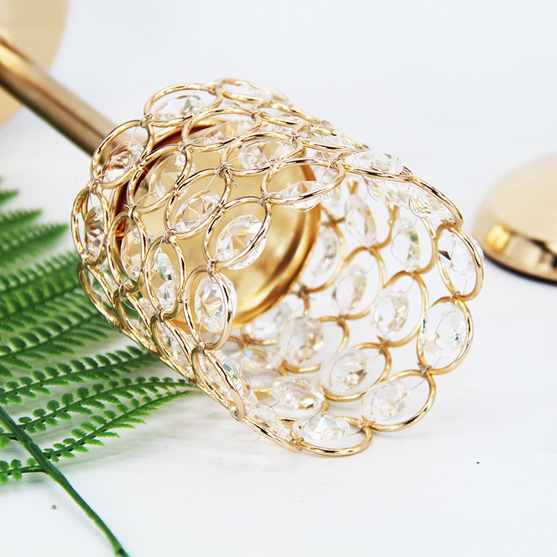 Romantic candlelight dinner, golden crystal candlestick ornament, modern dining table, feather decoration, European crystal candlestick detail image 3