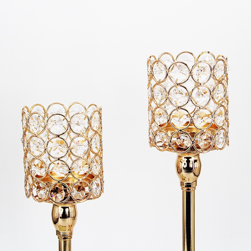 Romantic candlelight dinner, golden crystal candlestick ornament, modern dining table, feather decoration, European crystal candlestick detail image 5