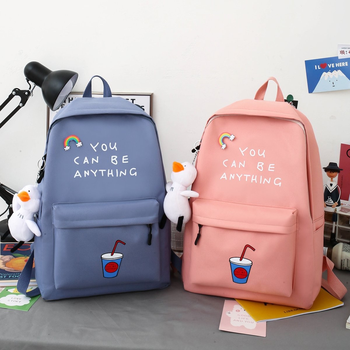 New large-capacity backpack, a casual and fashionable five-piece set detail image 18