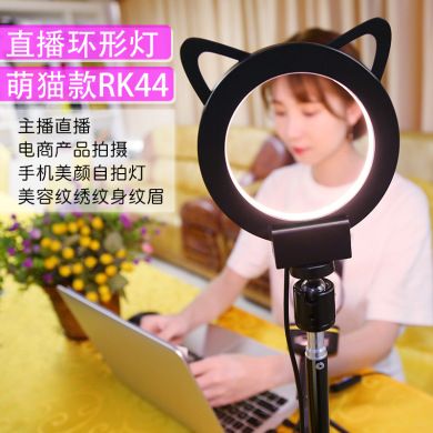 直播环形灯 led环形直播灯猫耳直播灯 纹绣美容落地灯化妆补光灯产品图