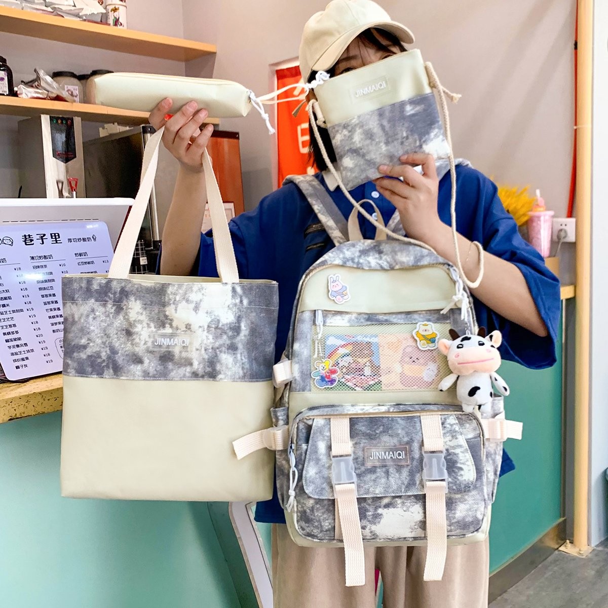 New Korean-style backpacks, cute schoolbags for girls and junior high school students, and trendy backpacks for college students detail image 5