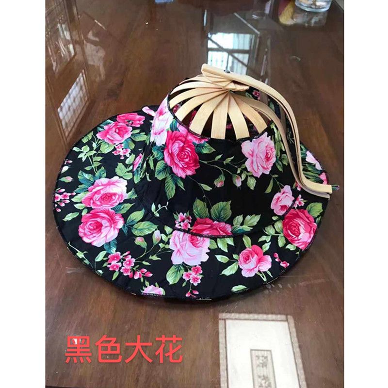 网红款折叠扇帽 二合一扇子帽子 竹子扇帽 防晒帽扇帽两用