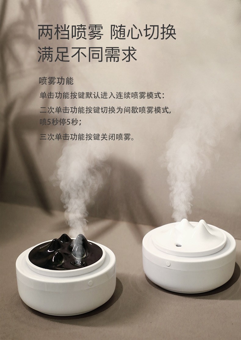 新品迷你加湿器创意夜灯usb香薰加湿器家用空气净化器 山峦加湿器详情图8