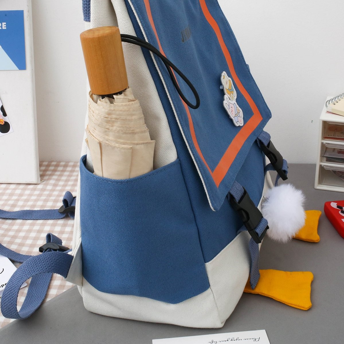 Canvas Forest style, cute and unique, Japanese-style middle school schoolbag, casual backpack detail image 19