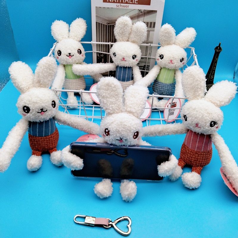 Korean style ins cartoon plush cute rabbit figure lazy desktop mobile phone holder student bag key chain