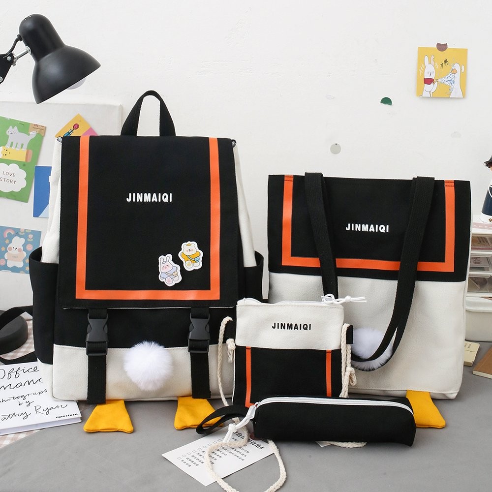 Canvas Forest style, cute and unique, Japanese-style middle school schoolbag, casual backpack detail image 3