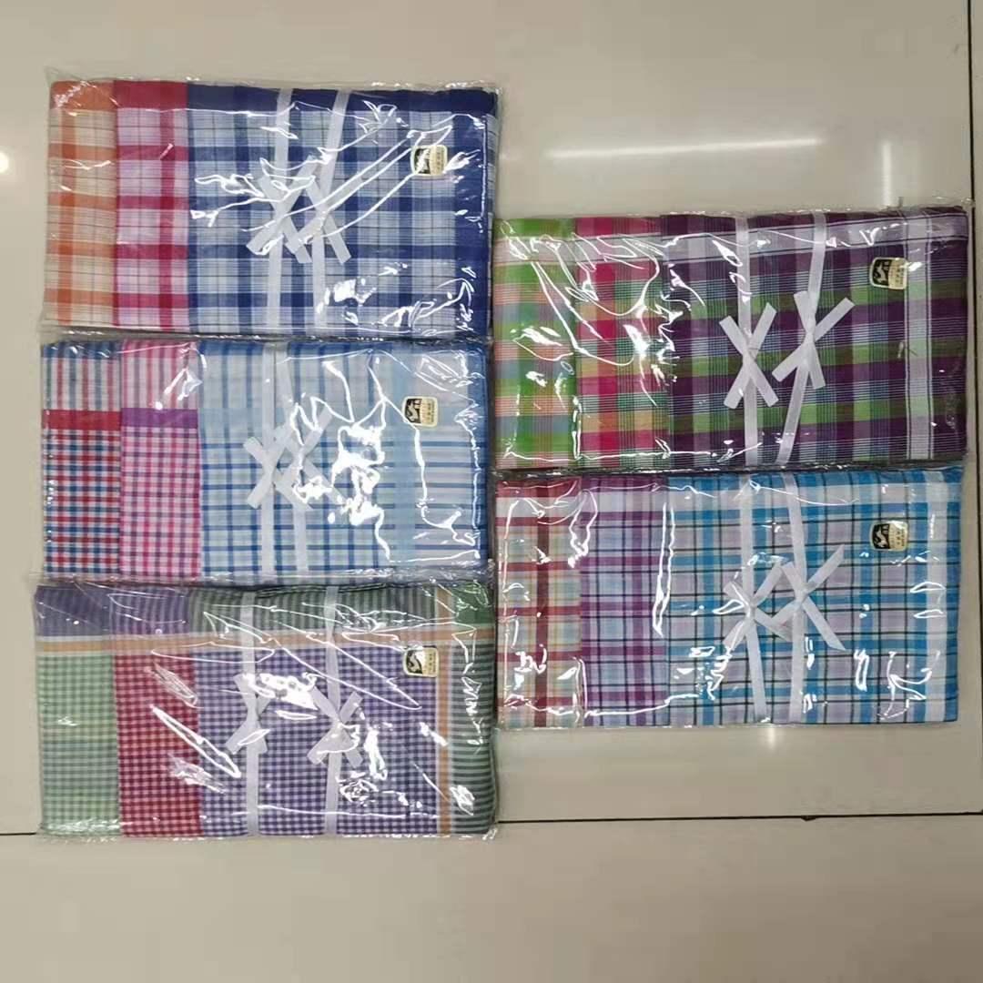 Multicolored mixed checkered women's polyester-cotton handkerchief and handkerchief
