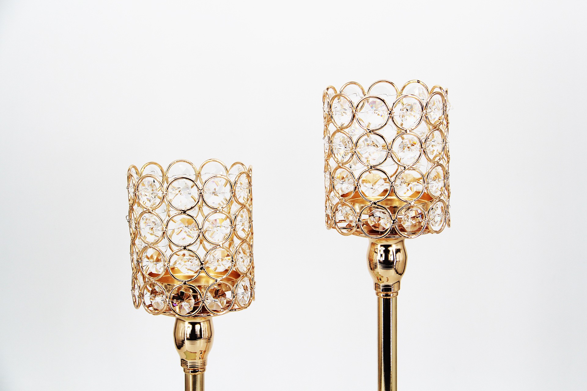 Romantic candlelight dinner, golden crystal candlestick ornament, modern dining table, feather decoration, European crystal candlestick detail image 7