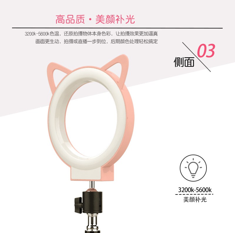 直播环形灯 led环形直播灯猫耳直播灯 纹绣美容落地灯化妆补光灯详情图18