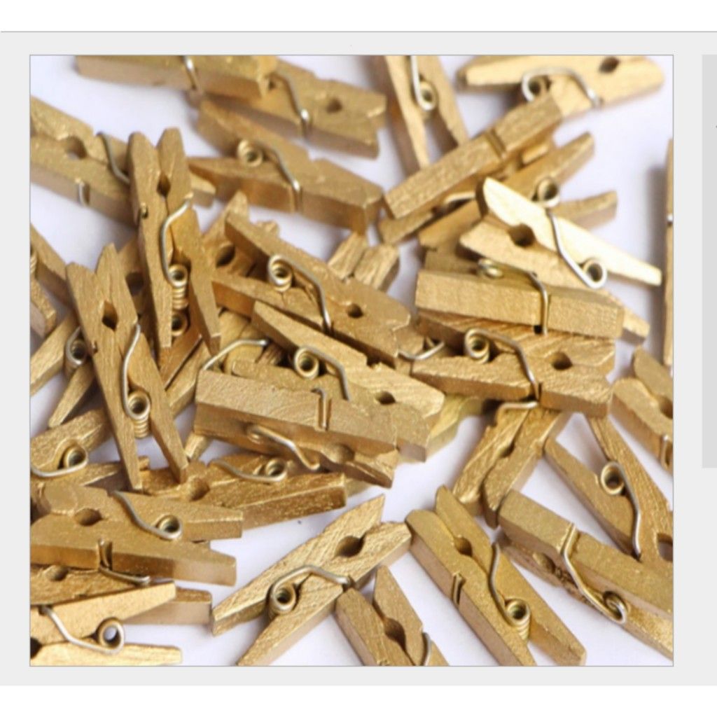 2.5cm木夹子彩色夹子照片夹相片夹装饰夹迷你小木夹子金色银色图