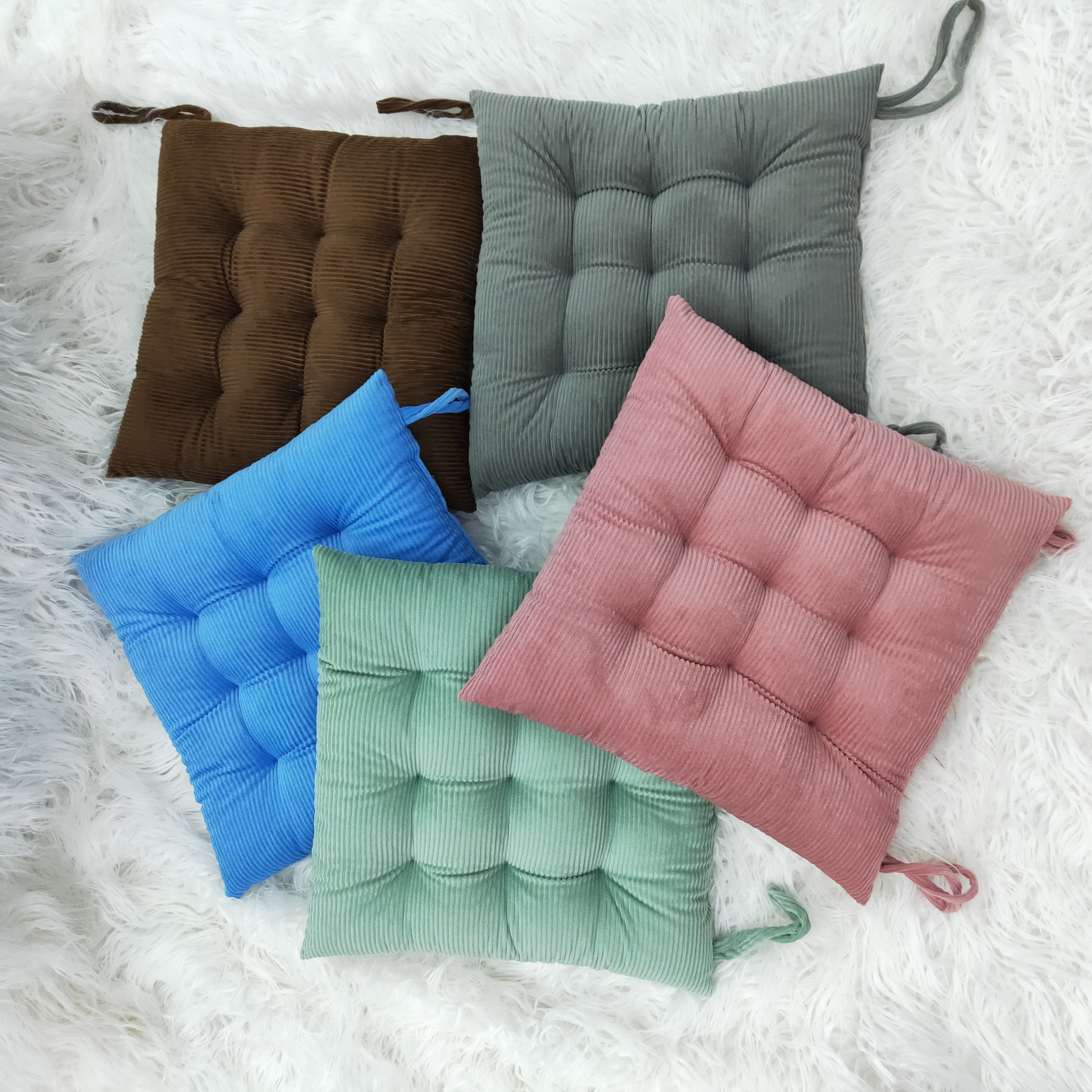 Factory wholesale thick velvet seat cushions, office student chair cushions, simple solid color floor tatami MATS detail image 1