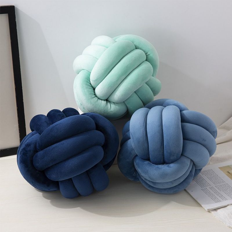 2021 new Nordic three-ply knotted round nap pillow, pure hand-woven cushion sofa pillow Specification image