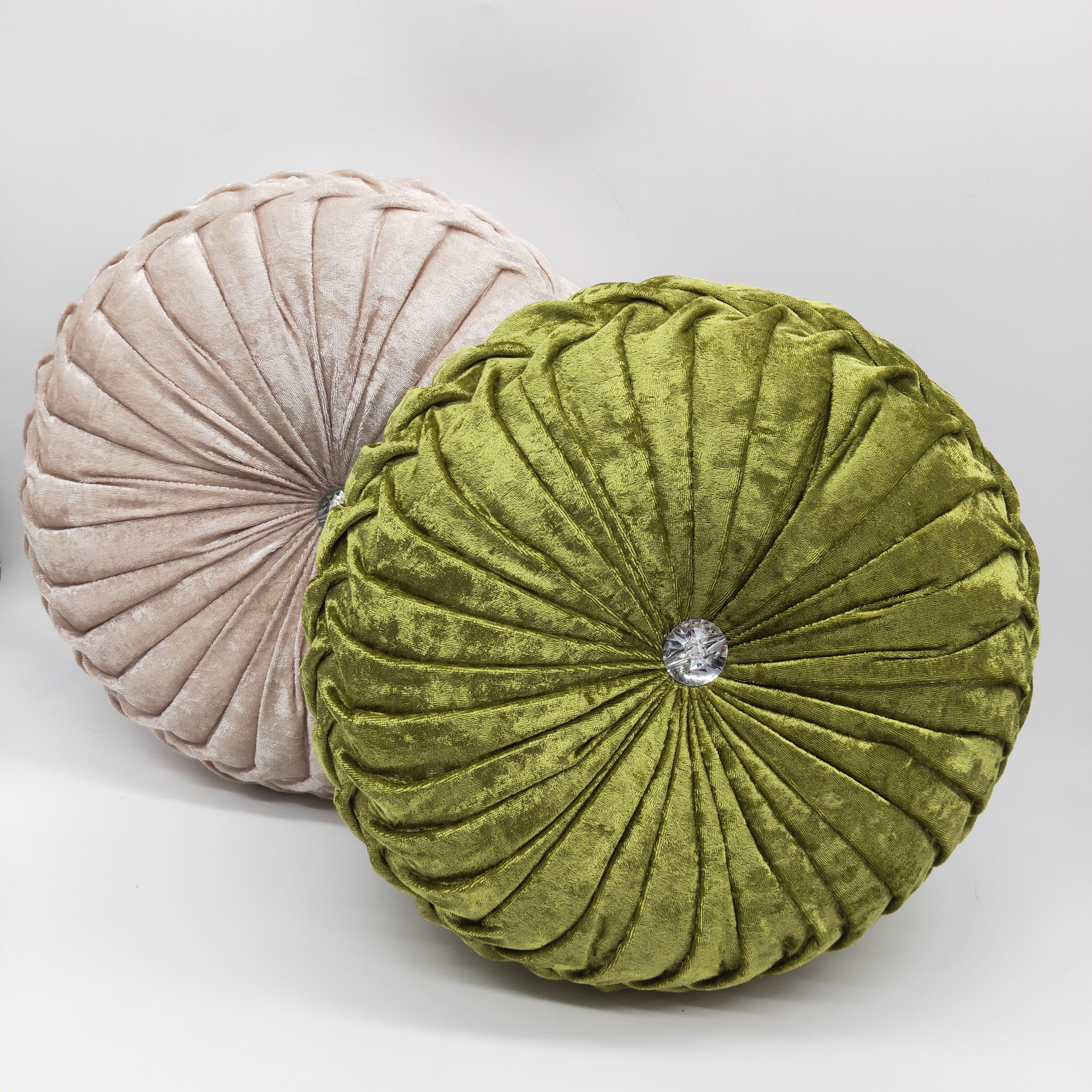 Cross-border exclusive European-style round solid color ice velvet pleated wheel pads, pumpkin waist pillows, floor seat cushions, throw pillows and backrests Specification image
