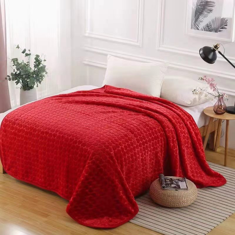 床上用品拉舍尔单层素色压花毛毯外贸毛毯详情图7