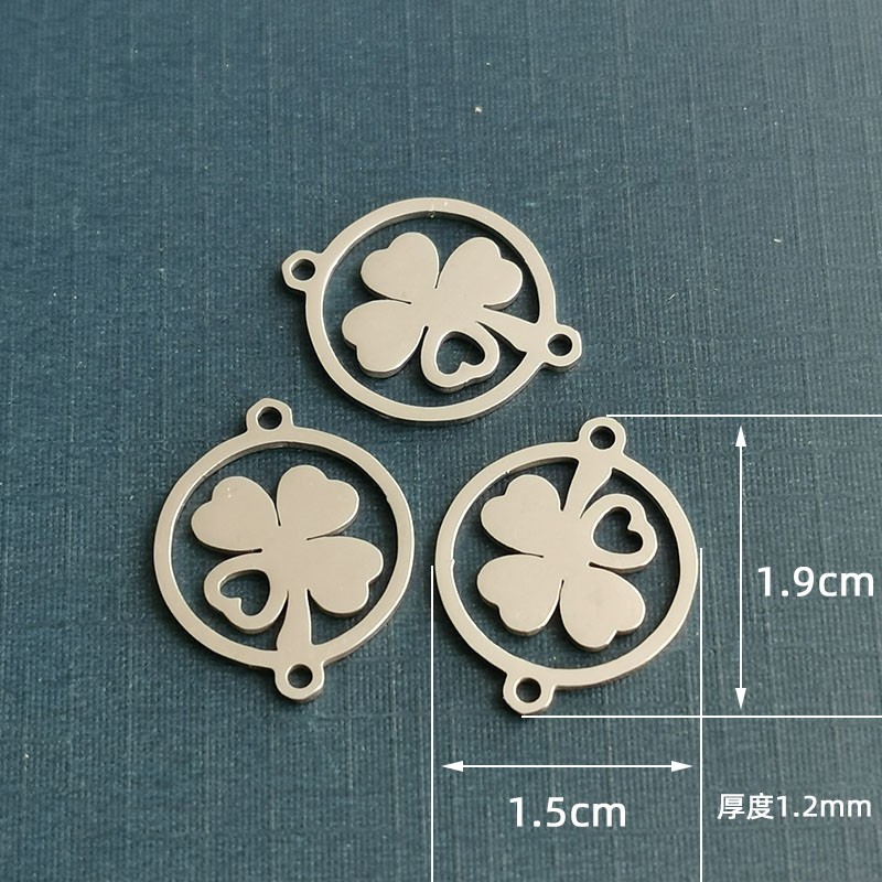 Classic four-leaf clover stainless steel jewelry accessories, double-hole double-sided polished stainless steel necklace, bracelet and pendant detail image 3