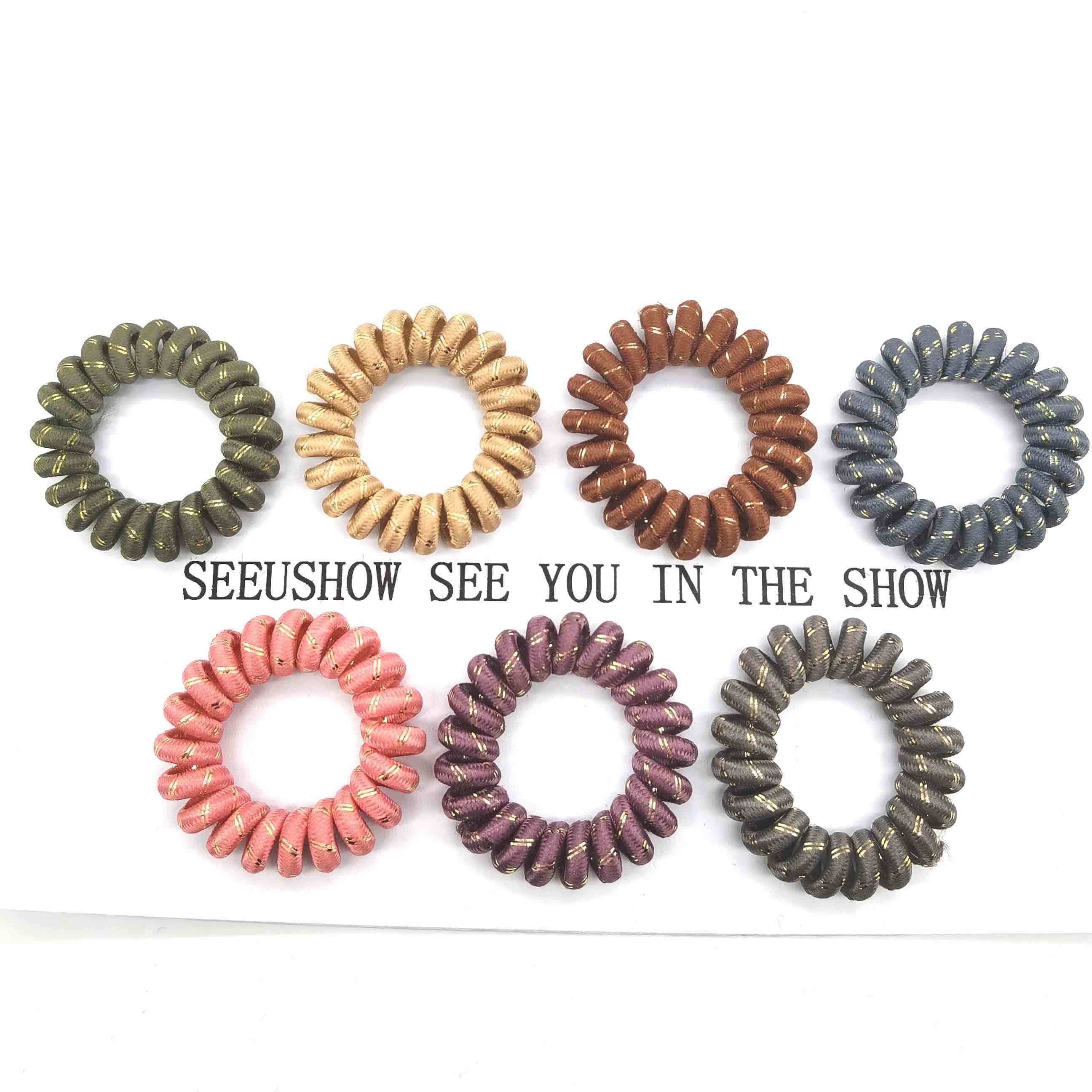 SEEUSHOW double spun gold Knit telephone spiraled traceless Hair accessories for girls hair decoration thumbnail