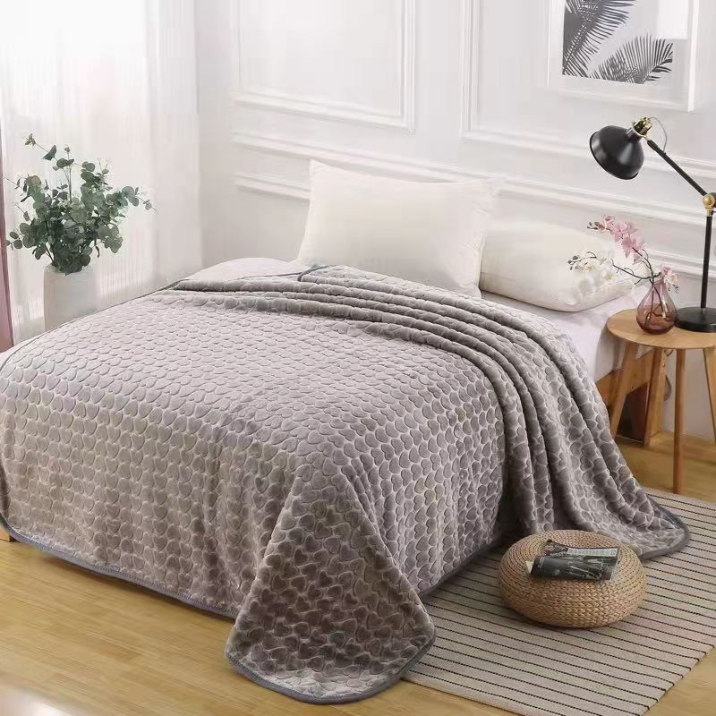 床上用品拉舍尔单层素色压花毛毯外贸毛毯详情图5