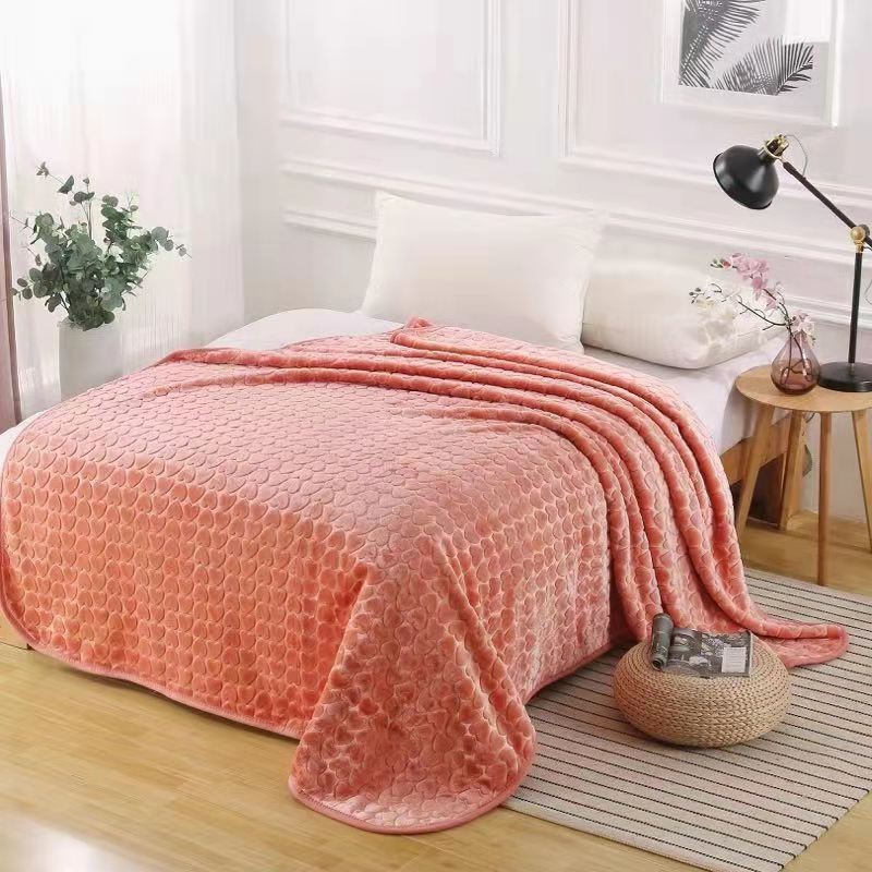 床上用品拉舍尔单层素色压花毛毯外贸毛毯详情图4