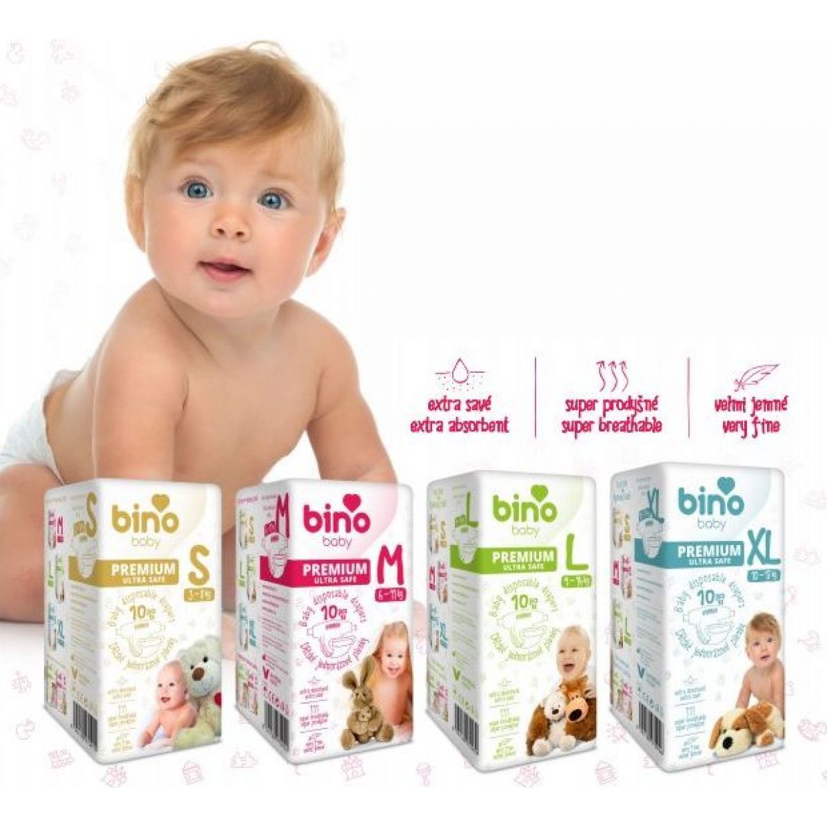捷克进口BINO宝贝优质婴儿尿不湿（3-8kgS小号）60片详情图2