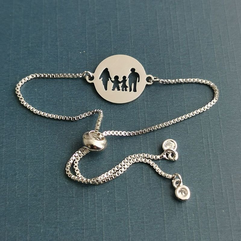 Titanium steel hollowed-out "Happy Home" pendant, stainless steel jewelry connection accessories, diy pendant for a family of three or four Specification image