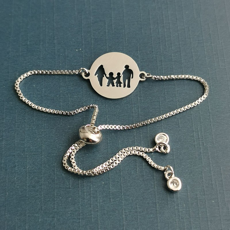 Titanium steel hollowed-out "Happy Home" pendant, stainless steel jewelry connection accessories, diy pendant for a family of three or four detail image 4