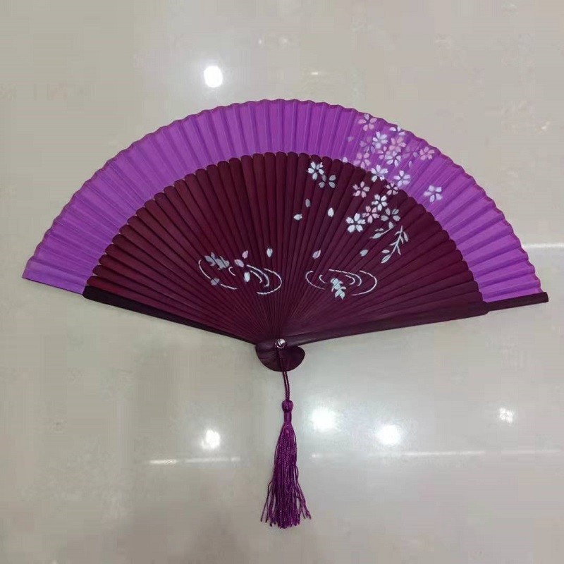 漆边手绘喷绘折扇*古风折扇镂空*日式和风扇*头青竹质折叠扇子批发详情图2