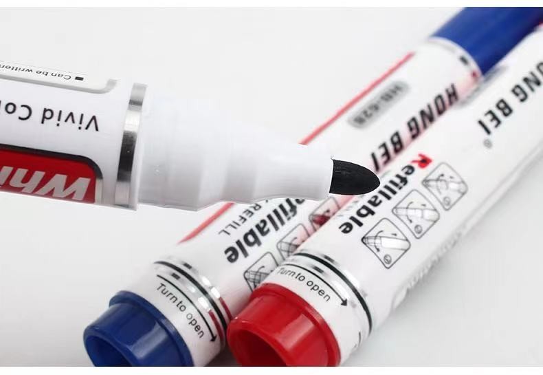 The whiteboard pen can be erased black and refilled with ink. It is a large-capacity three-color 12-piece box with a thick-tipped water-based pen detail image 10